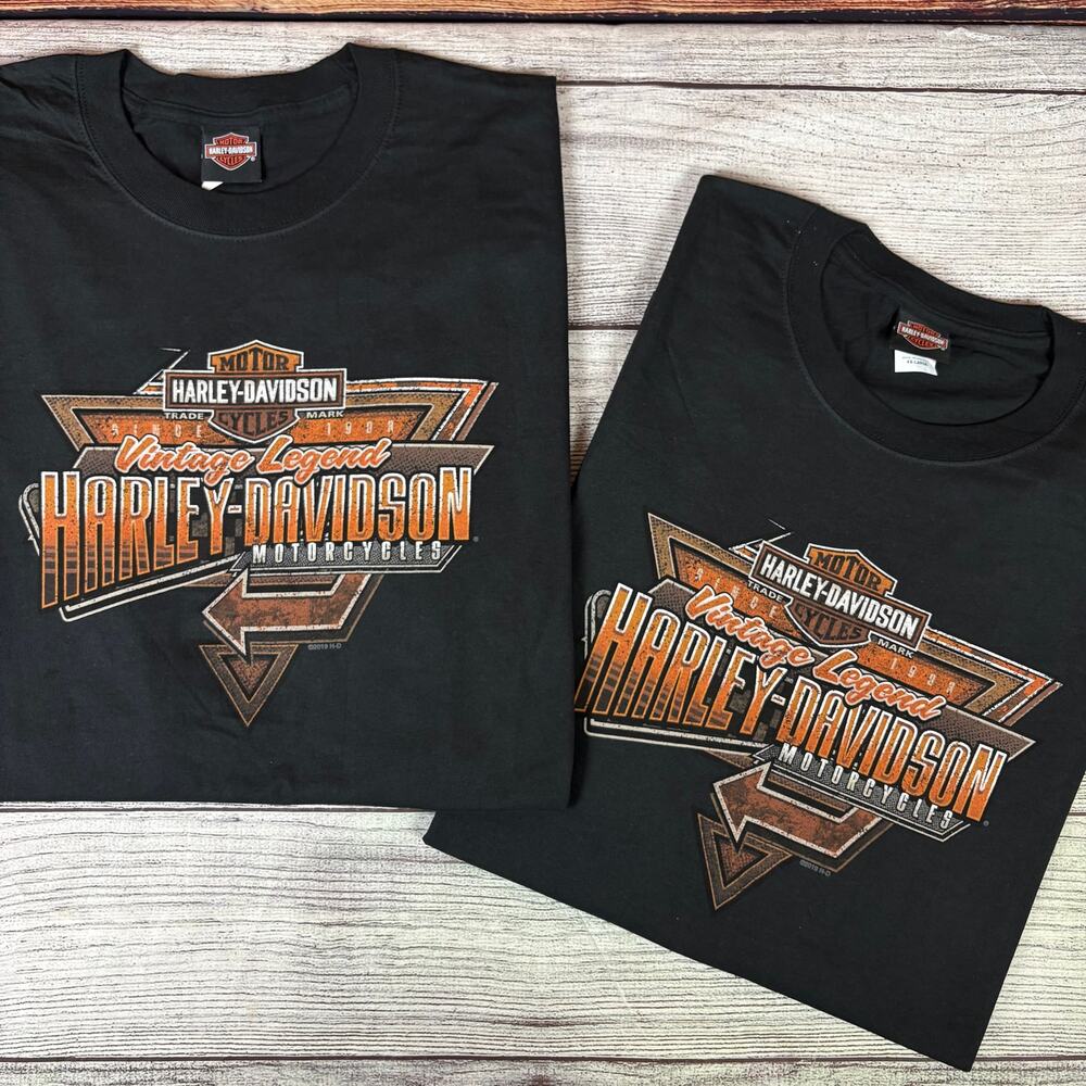 2019 Harley Davidson Motorcycles Vintage Legend 2pc T-shirt Bundle Lot